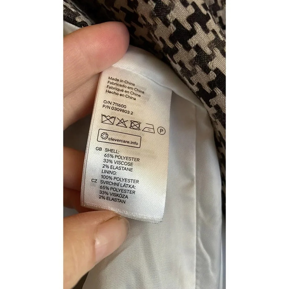 New HM Brown/Cream Houndstooth Blazer/Jacket Size‎ 4 - Picture 8 of 10